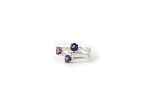 Triple Stone Ring Amethyst (Purple)