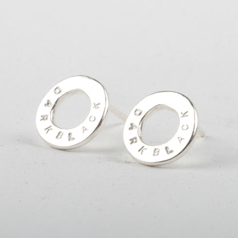 Dark Blacked Out Studs - Silver