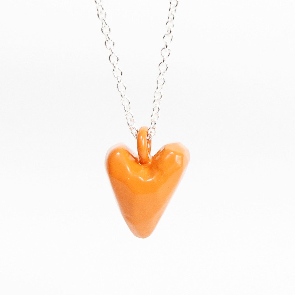 Coloured Heavy Heart Pendant - Orange