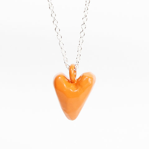 Coloured Heavy Heart Pendant - Orange