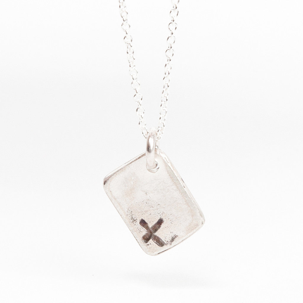 Lace Cross Square Pendant - Silver