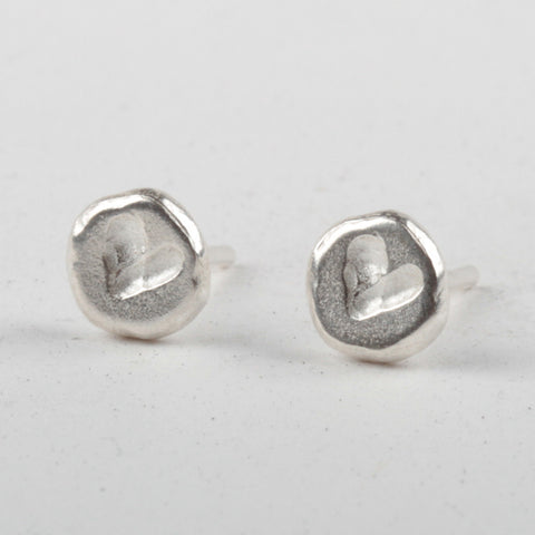 Heart Stud Earrings - Silver
