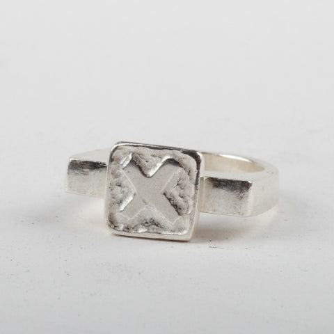 X Tile Ring - Silver