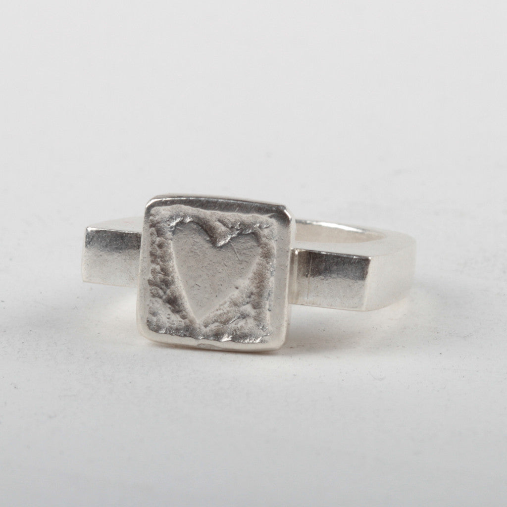 Heart Tile Ring - Silver