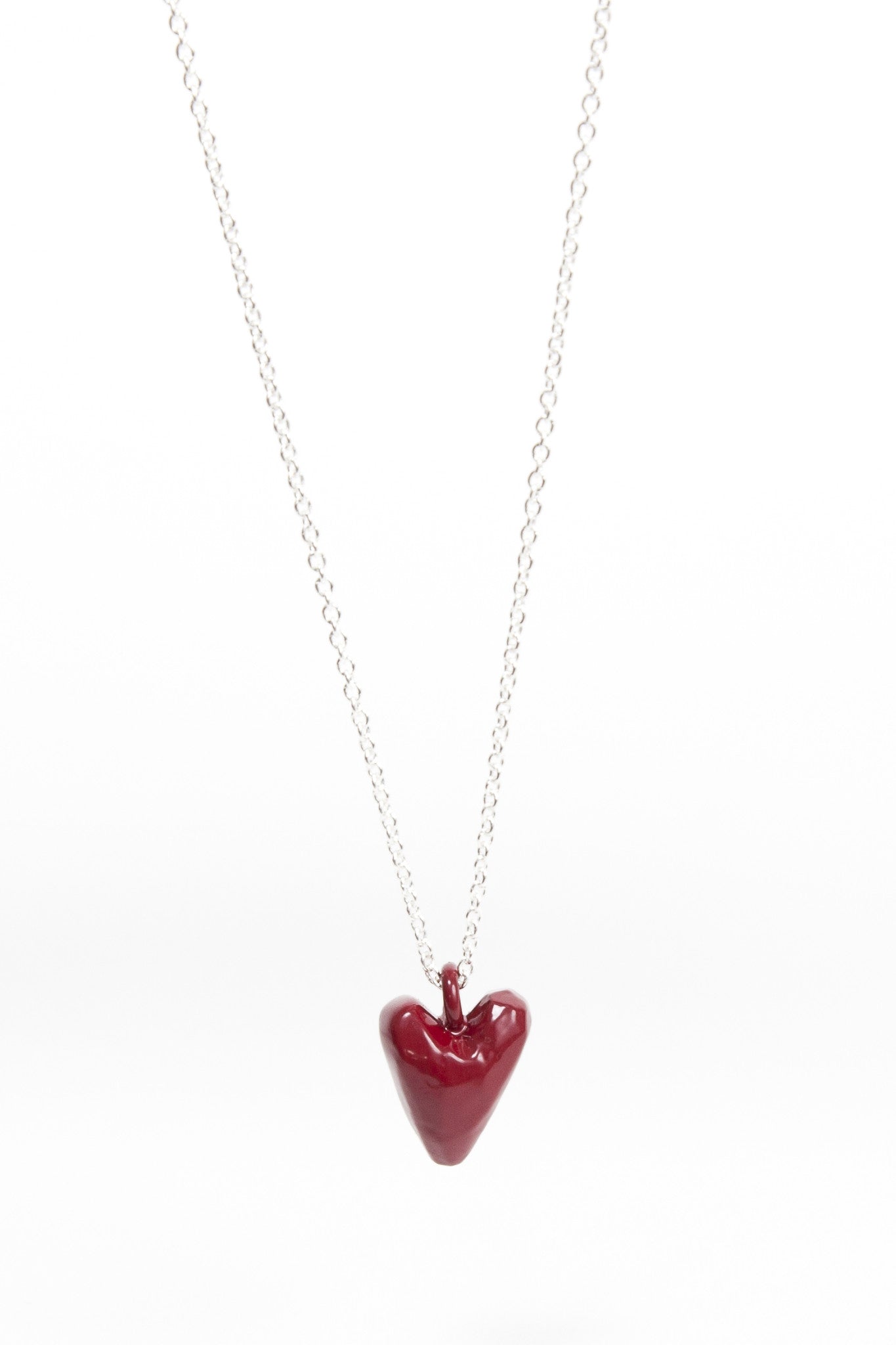 Coloured Heavy Heart Pendant - Red